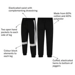 Bigdude Colour Block Joggers Black -Kenn Clothing Shop f2cff47d 119