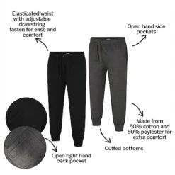 Bigdude Basic Cuffed Joggers Twin Pack Black/Charcoal -Kenn Clothing Shop f6a5ea79 bd23j1020twin20grey