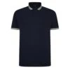 Bigdude Jacquard Contrast Pique Polo Shirt Navy