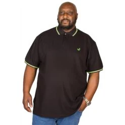 Bigdude Tipped Polo Shirt Black/Green -Kenn Clothing Shop img 0019 clipped rev 1 1