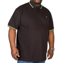 Bigdude Tipped Polo Shirt Black/Green -Kenn Clothing Shop img 0023 clipped rev 1 1
