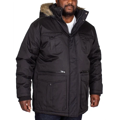 Bigdude Full Zip Parka Coat Black 3 Bigdude Full Zip Parka Coat Black