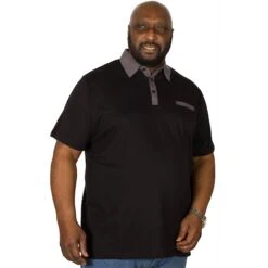 Bigdude Contrast Jersey Polo Shirt Black -Kenn Clothing Shop img 6157 clipped rev 1