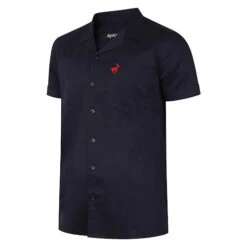 Bigdude Relaxed Collar Short Sleeve Shirt Navy -Kenn Clothing Shop navy shirt red deer logo 2