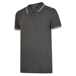 Bigdude Tipped Polo Shirt Charcoal -Kenn Clothing Shop tipped pique polo charcoal 2